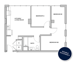 B12 - 2x1 Primary Bedroom Shared Bathroom floor plan